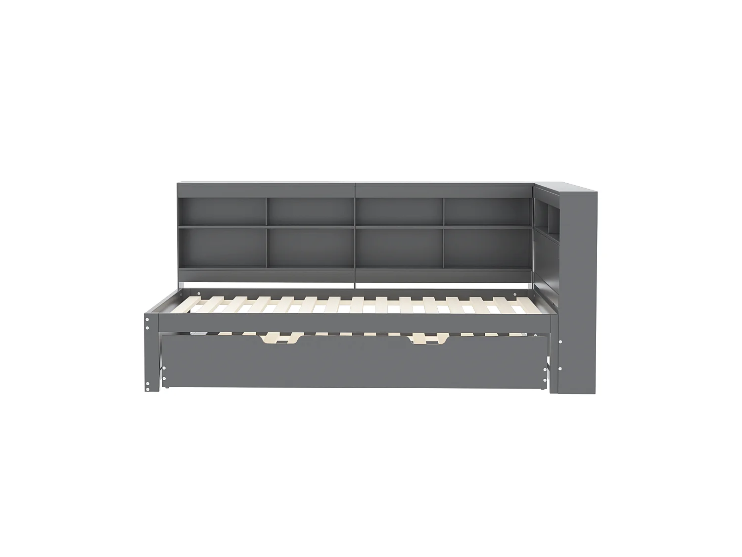 Divano letto 90x200 cm con letto estraibile e ripiano portaoggetti, porta USB - grigio - senza materasso