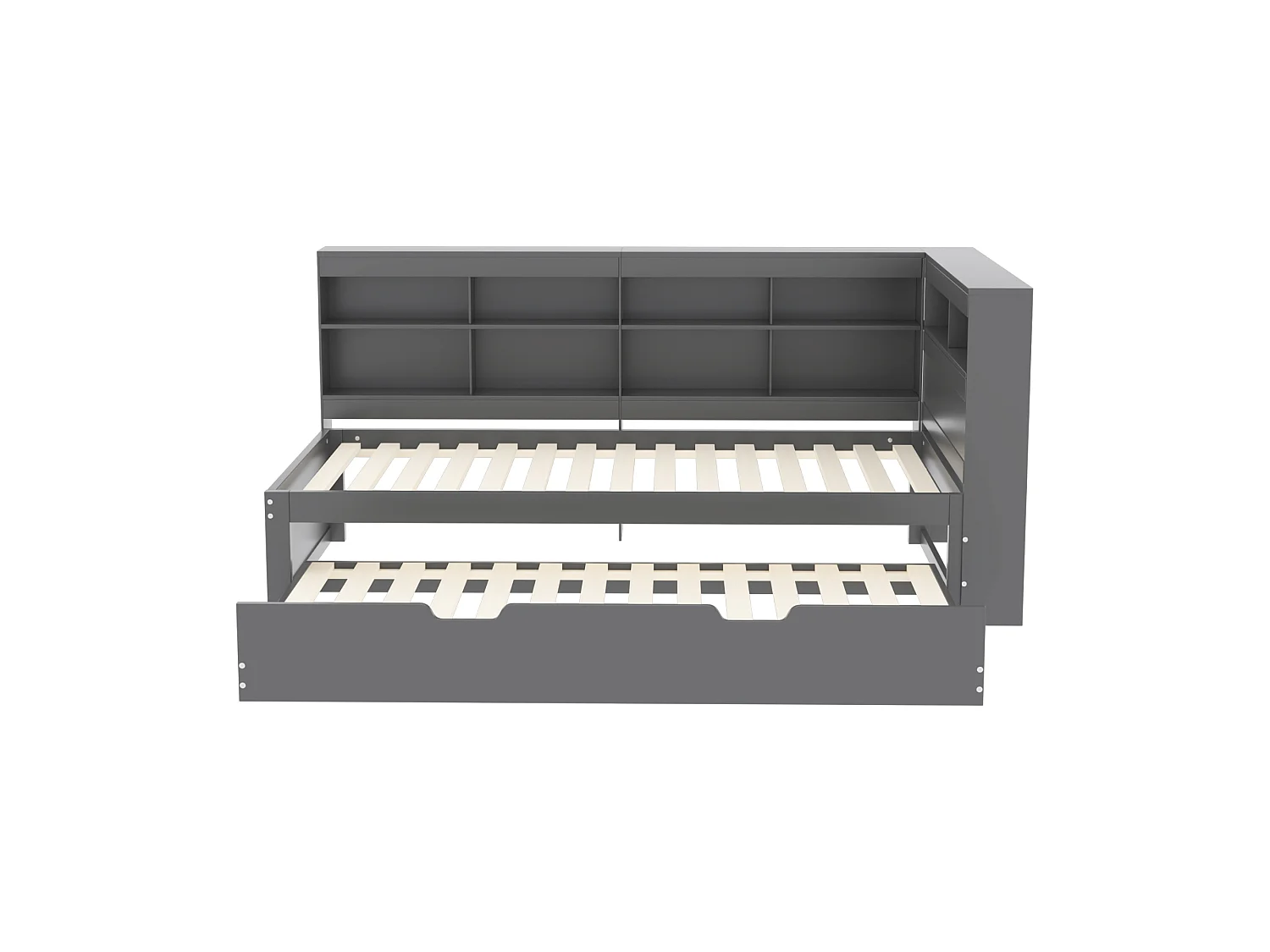 Divano letto 90x200 cm con letto estraibile e ripiano portaoggetti, porta USB - grigio - senza materasso