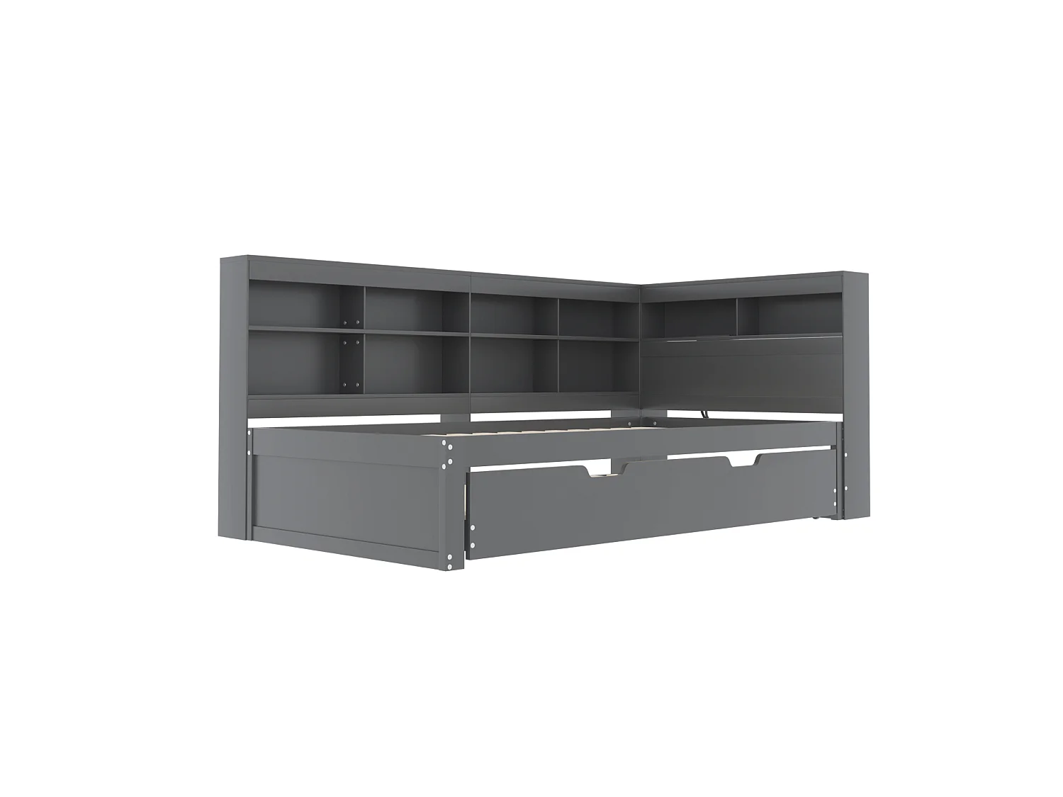 Divano letto 90x200 cm con letto estraibile e ripiano portaoggetti, porta USB - grigio - senza materasso