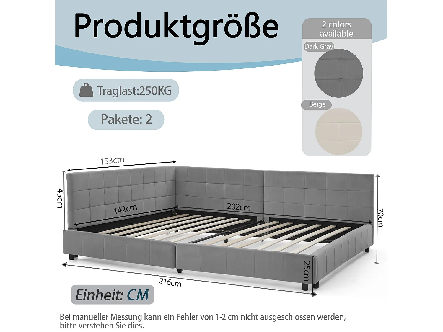 Slaapbank 140x200 cm, tweepersoonsbed met rugleuning en lattenbodem, fluweel grijs - zonder matras