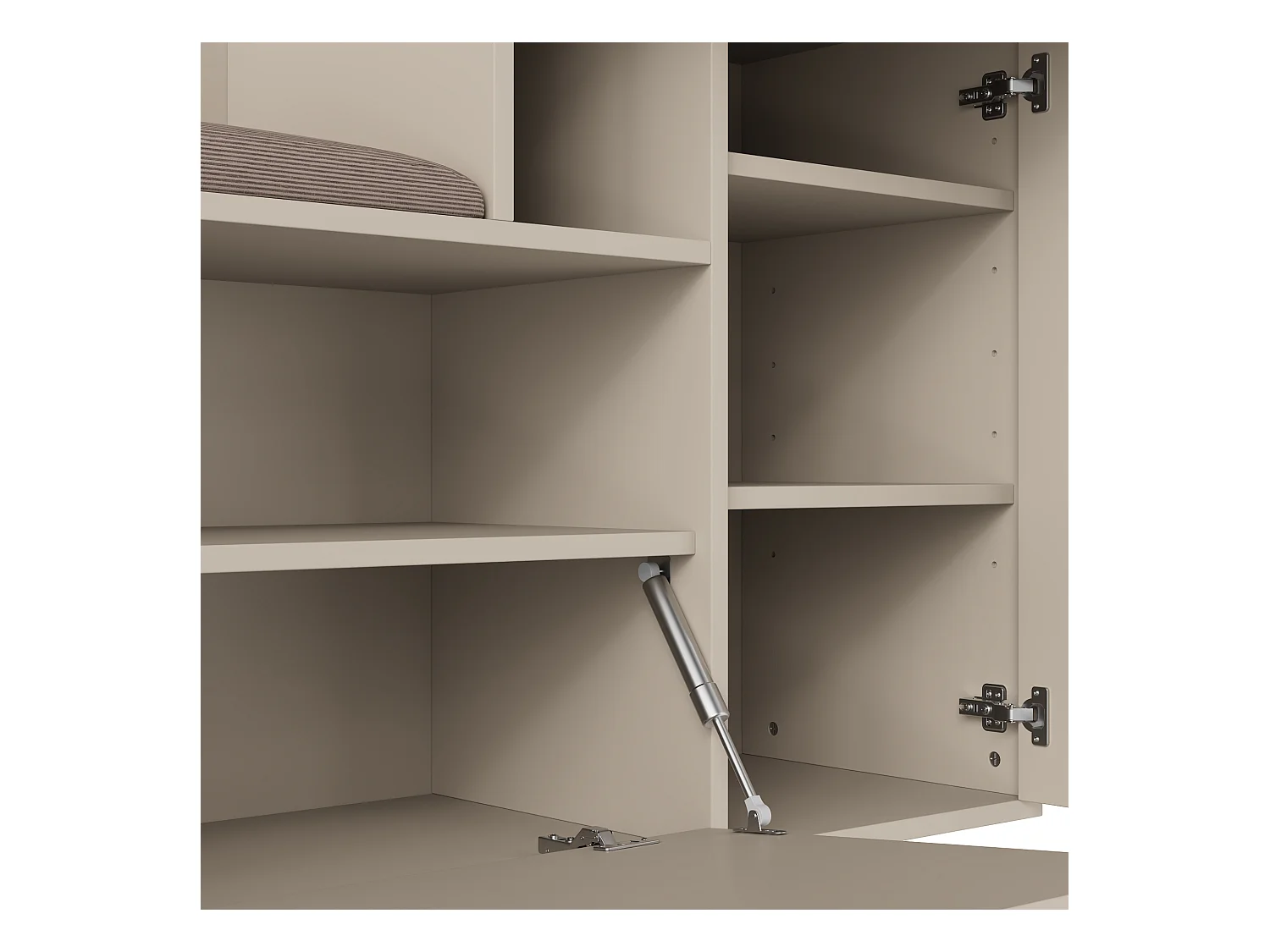 Porte-manteau d'entrée avec banc à chaussures et miroir, espace de rangement - Beige Gris