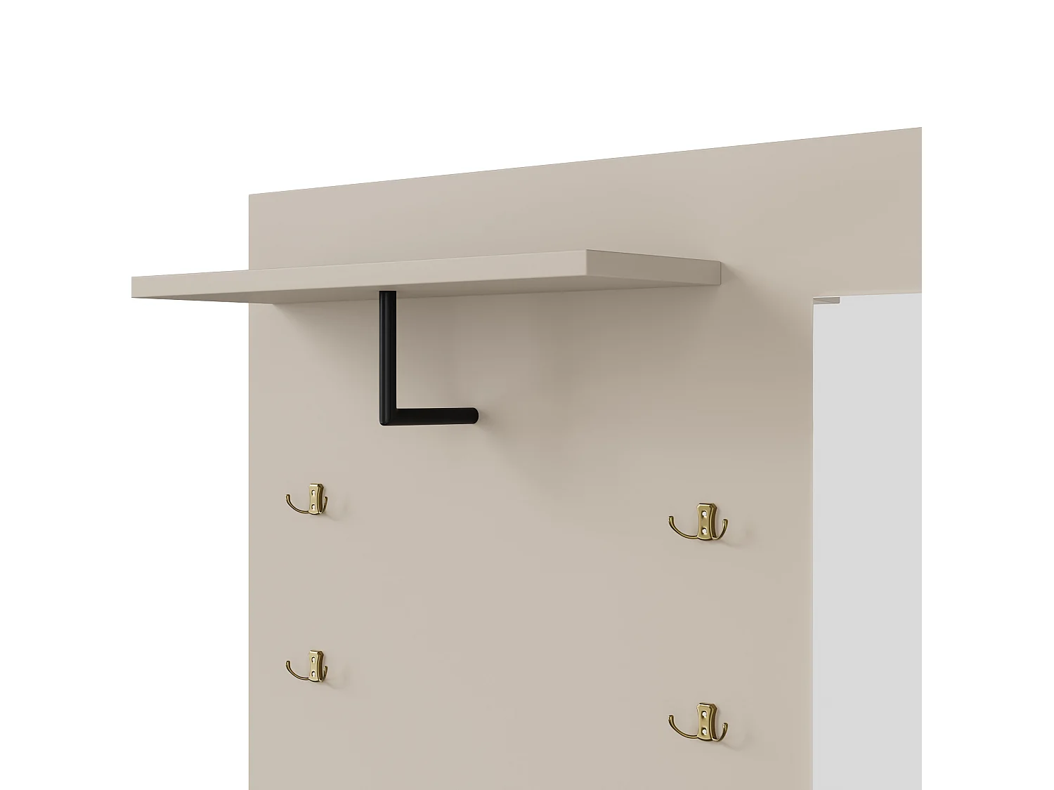 Porte-manteau d'entrée avec banc à chaussures et miroir, espace de rangement - Beige Gris