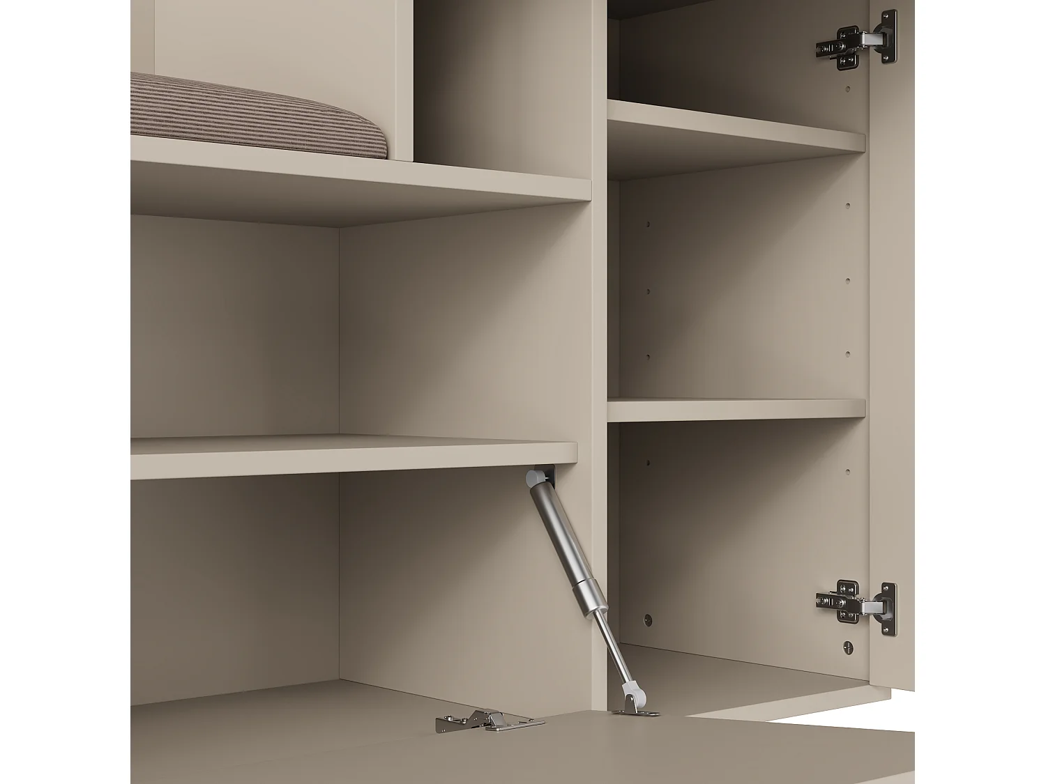 Porte-manteau d'entrée avec banc à chaussures et miroir, espace de rangement - Beige Gris