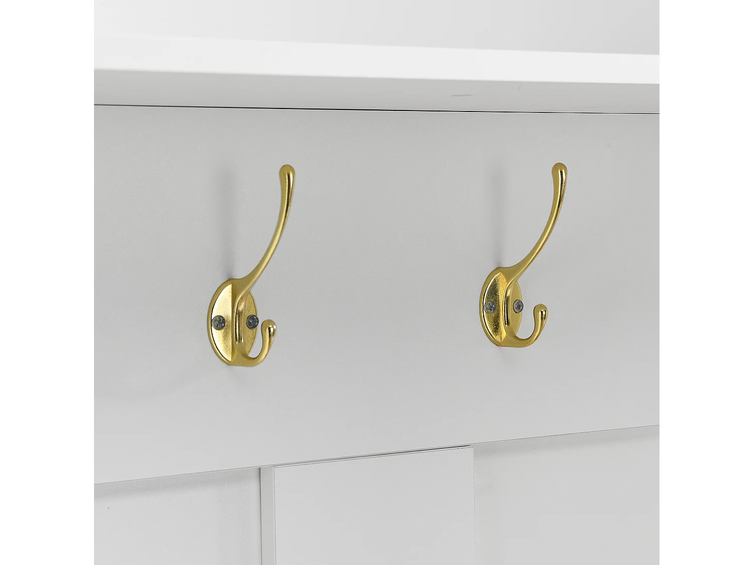 Appendiabiti bianco con scarpiera, ripiani e ganci - per ingressi e soggiorni