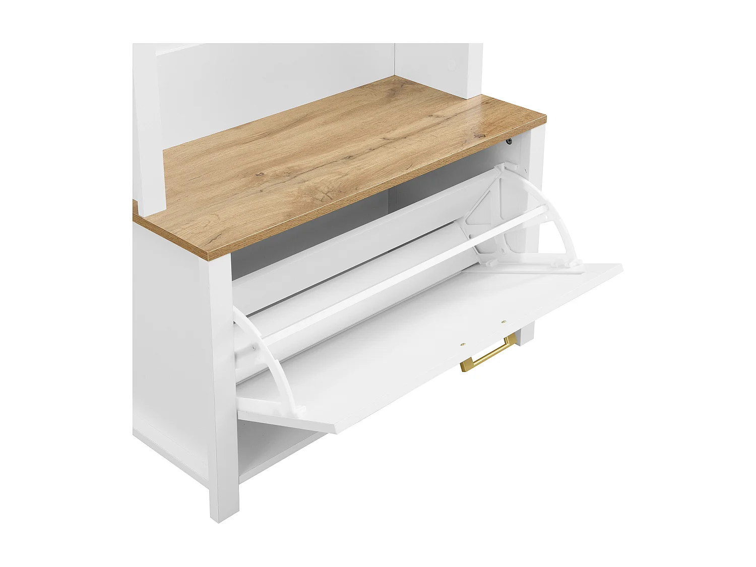 Appendiabiti bianco con scarpiera, ripiani e ganci - per ingressi e soggiorni