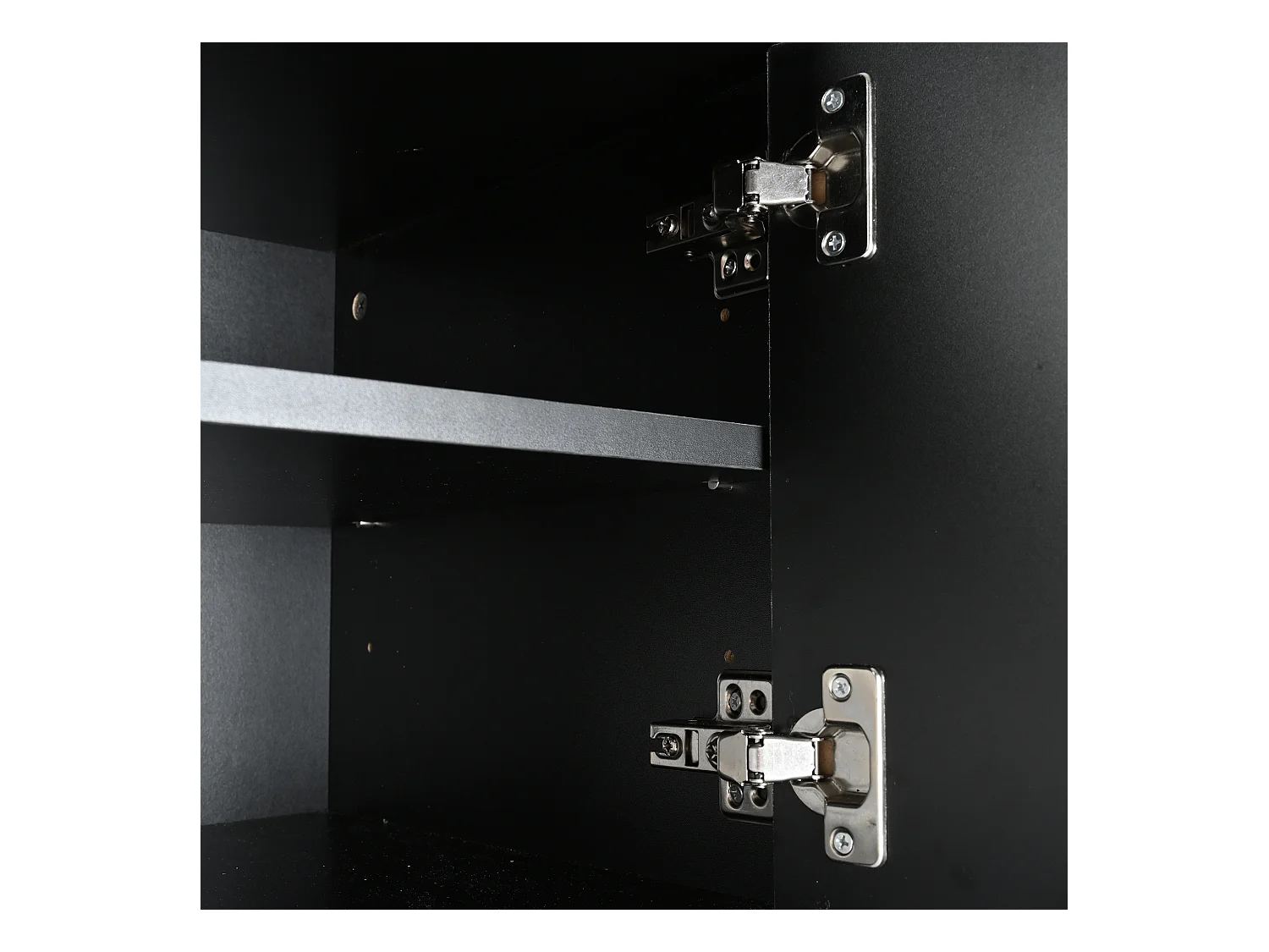 Meuble TV noir avec 4 portes cannelées et pieds dorés – pour salon et bureaux