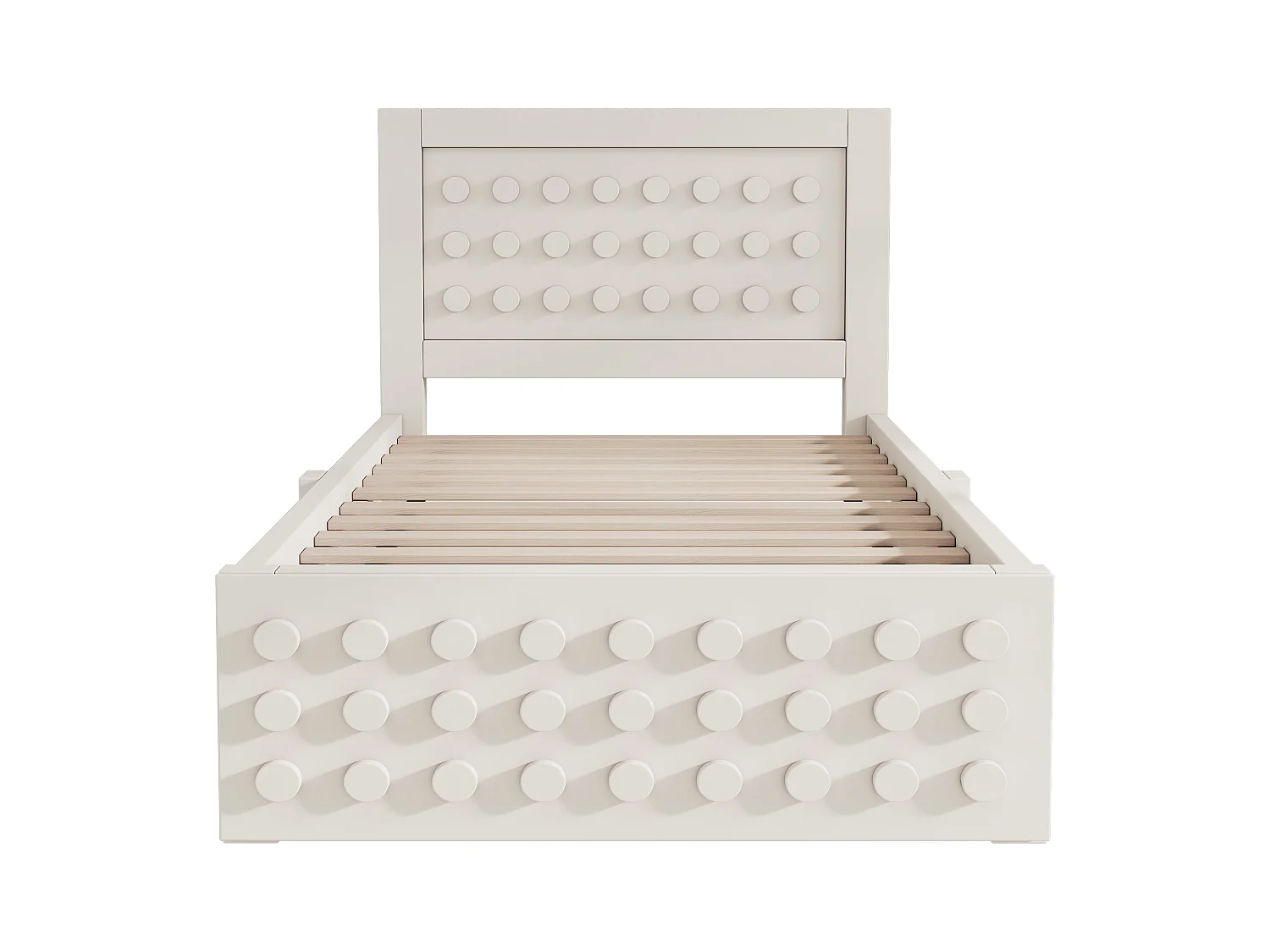 Lit enfant 90x190 cm avec 1 tiroir et sommier à lattes, design bloc créatif blanc - sans matelas