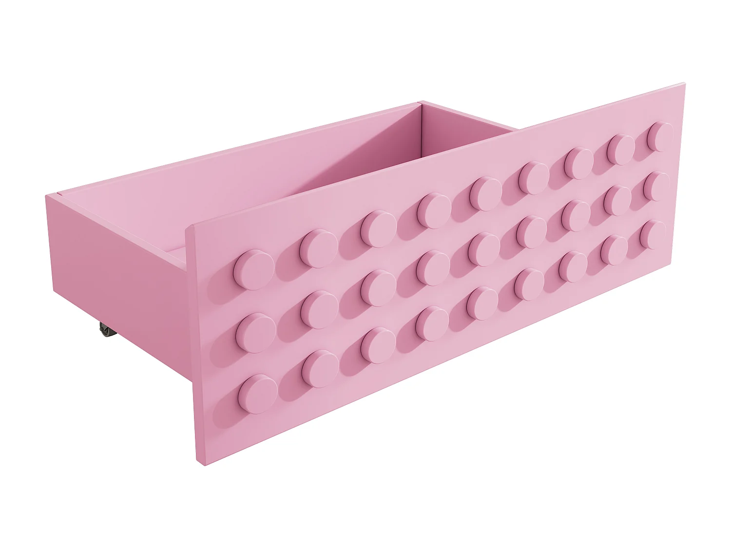 Lit enfant 90x190 cm avec 1 tiroir et sommier à lattes, design bloc créatif rose - sans matelas