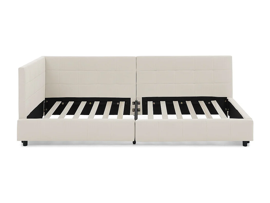 Schlafsofa 90x200 cm, Einzelbett mit Rückenlehne und Lattenrost, Samt Beige - ohne Matratze