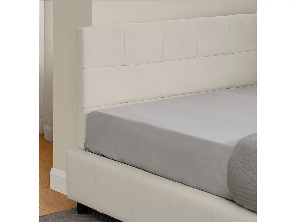 Schlafsofa 90x200 cm, Einzelbett mit Rückenlehne und Lattenrost, Samt Beige - ohne Matratze