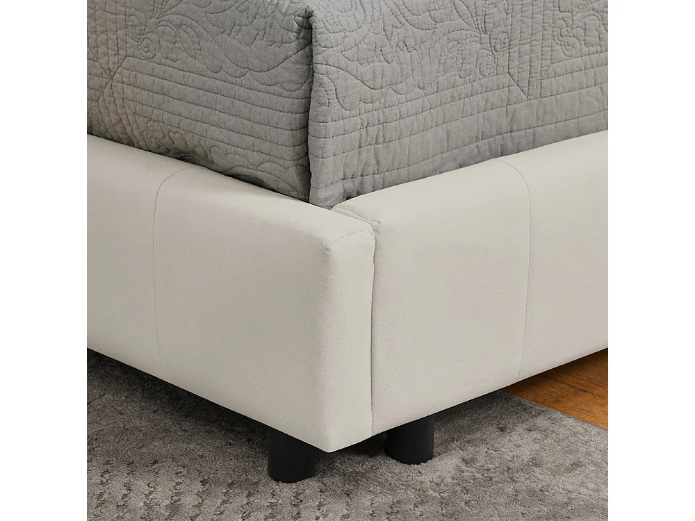 Schlafsofa 90x200 cm, Einzelbett mit Rückenlehne und Lattenrost, Samt Beige - ohne Matratze