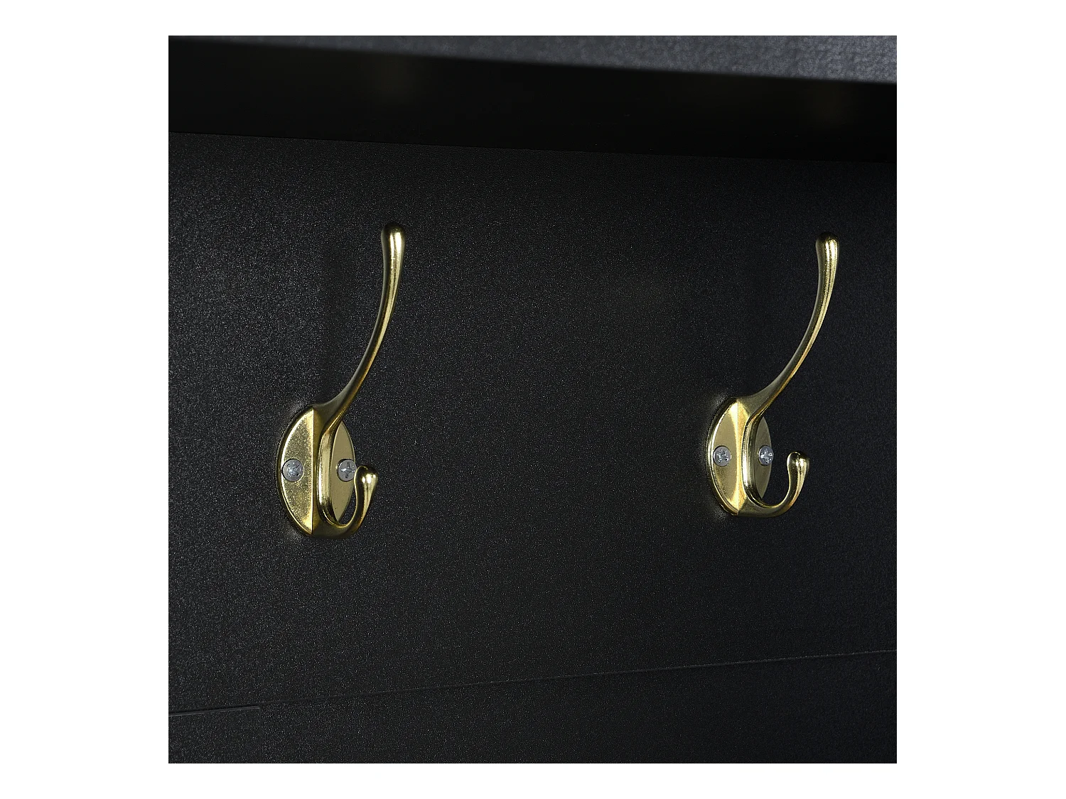 Porte-manteau noir avec étagère à chaussures, étagères et crochets - pour entrées et salon