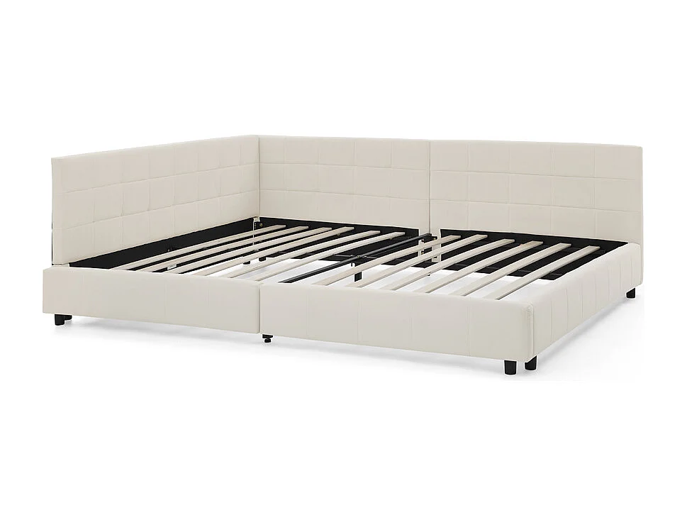 Schlafsofa 140x200 cm, Doppelbett mit Rückenlehne und Lattenrost, Samt Beige - ohne Matratze