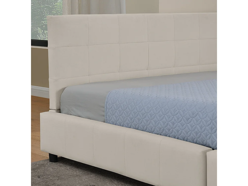 Schlafsofa 140x200 cm, Doppelbett mit Rückenlehne und Lattenrost, Samt Beige - ohne Matratze