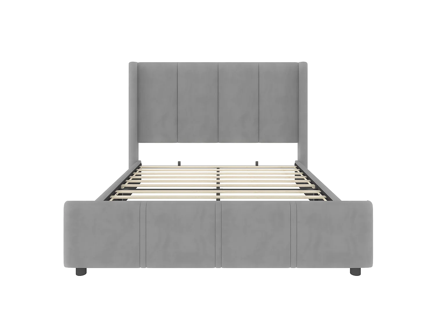 Tweepersoonsbed 160x200 cm met hoofdbord en lattenbodem, USB-poort - grijs fluweel (zonder matras)
