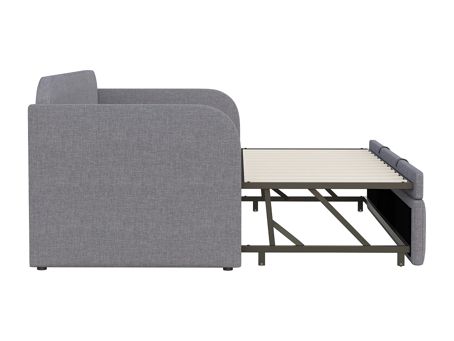 Schlafsofa 90/180 x 190 cm mit Ausziehbett und Lattenrost – Leinen in Grau (ohne Matratze)