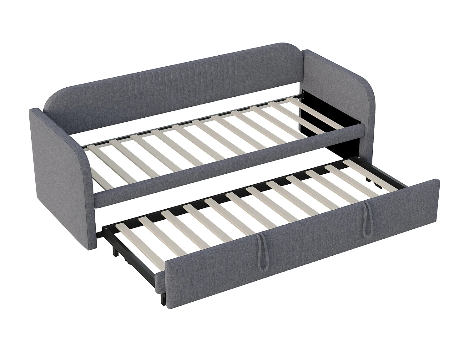 Schlafsofa 90/180 x 190 cm mit Ausziehbett und Lattenrost – Leinen in Grau (ohne Matratze)