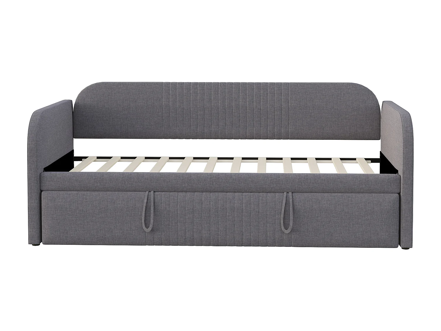 Schlafsofa 90/180 x 190 cm mit Ausziehbett und Lattenrost – Leinen in Grau (ohne Matratze)