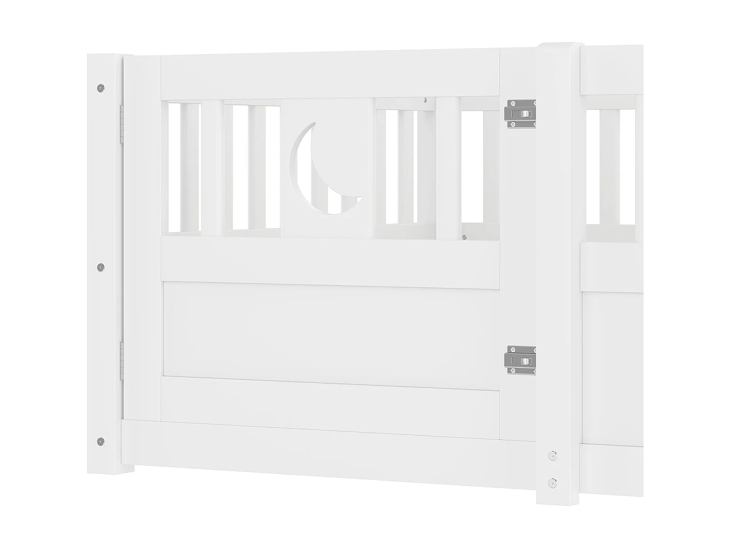 Kinderbed 90x190 cm met veiligheidshekken en houten lattenbodem, wit - zonder matras