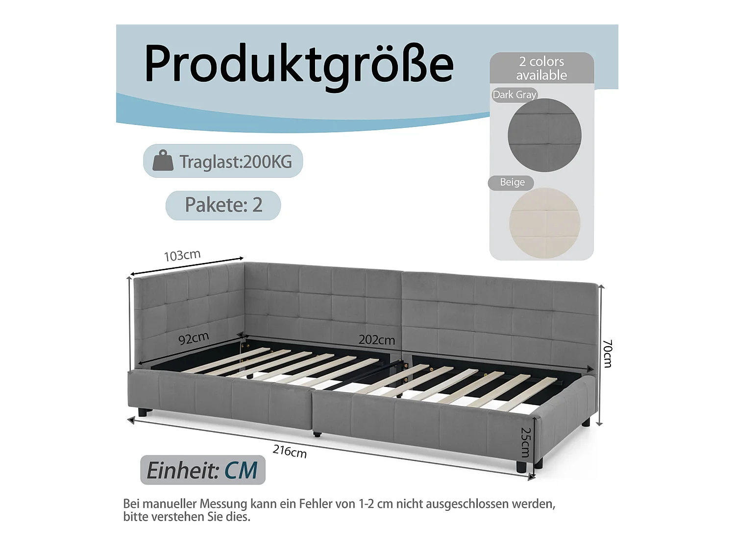 Lit banquette 90x200 cm lit simple avec dossier et sommier à lattes, velours gris - sans matelas