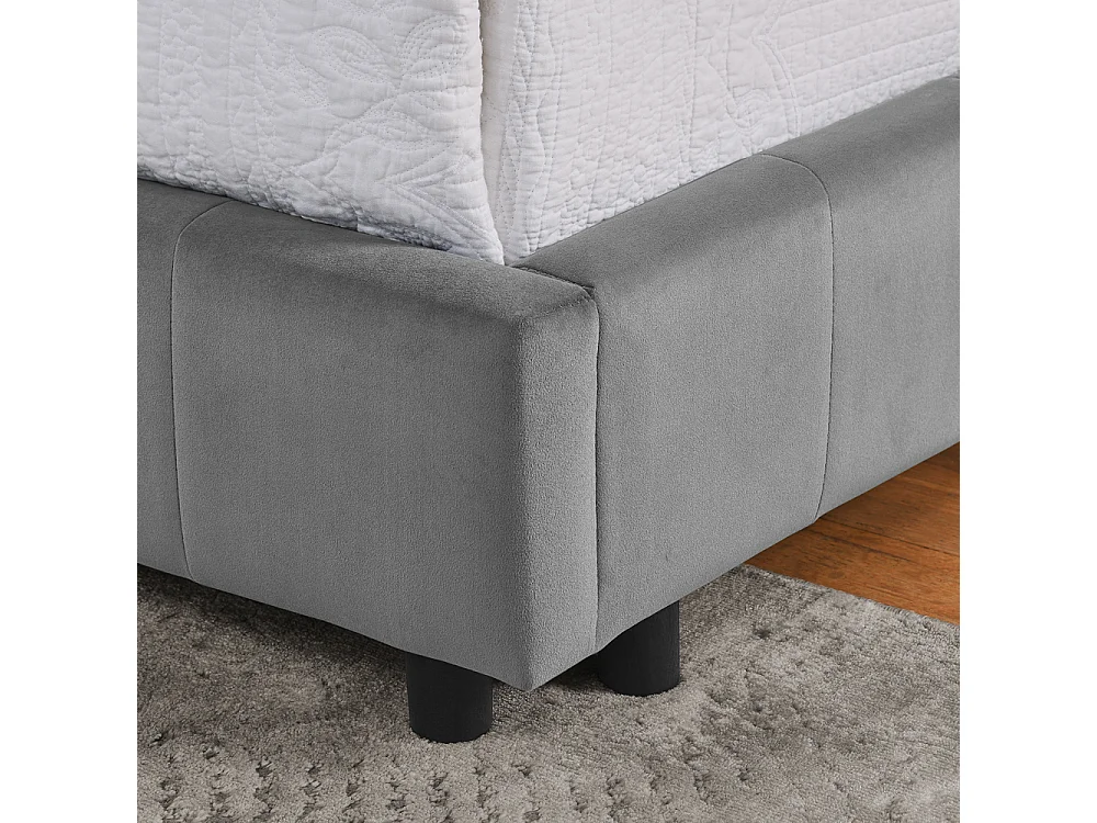 Cama diván 90x200 cm, cama individual con respaldo y somier de láminas, terciopelo gris - sin colchón