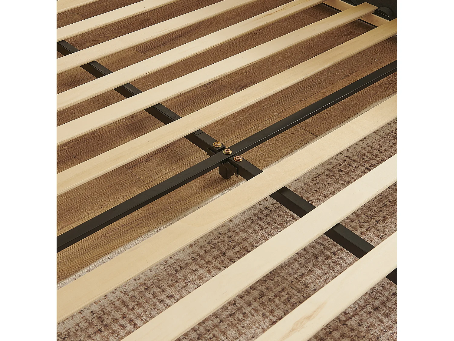 Doppelbett 140x200 cm mit Kopfteil und Lattenrost, Chenille Beige - ohne Matratze