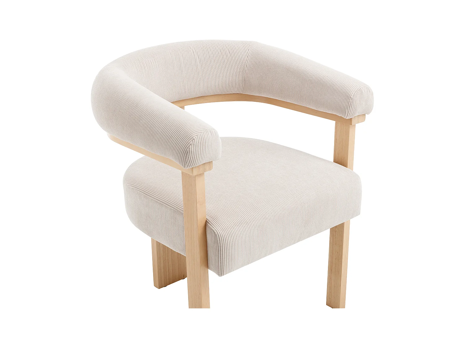 Lot de 2 chaises avec accoudoirs en velours côtelé et bois d'hévéa naturel - Beige - LIVELIA de Pascal Morabito