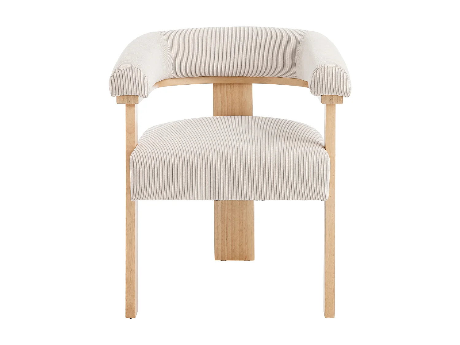 Stuhl mit Armlehnen 2er-Set - Cord & Kautschukholz natur - Beige - LIVELIA von Pascal MORABITO