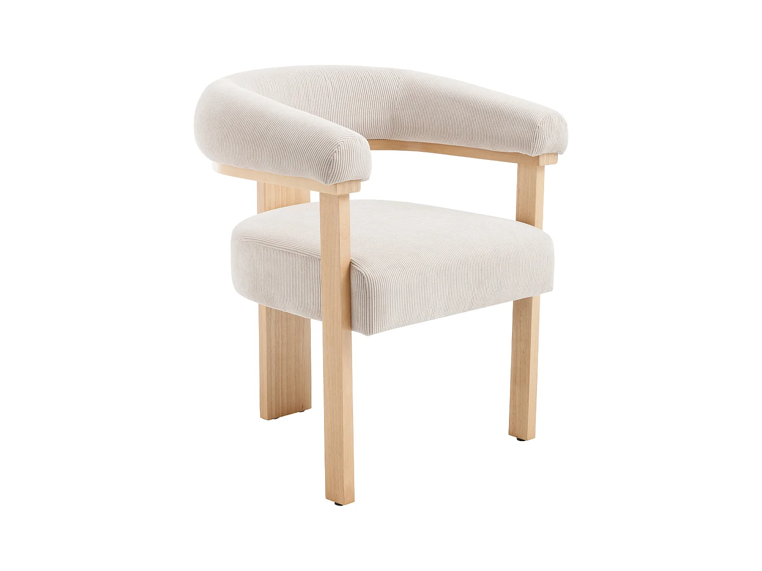 Lot de 6 chaises avec accoudoirs en velours côtelé et bois d'hévéa naturel - Beige - LIVELIA de Pascal Morabito