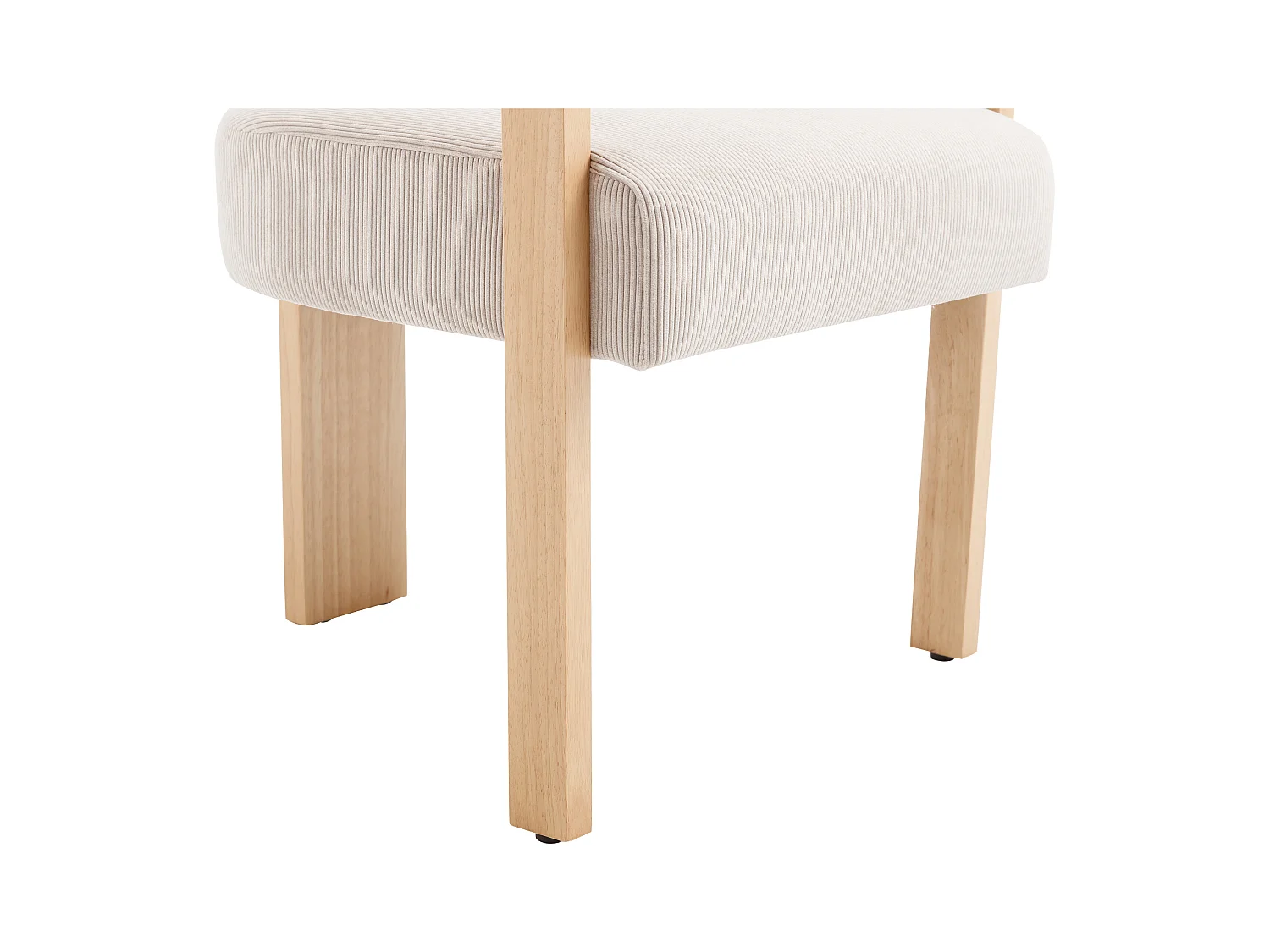 Lot de 6 chaises avec accoudoirs en velours côtelé et bois d'hévéa naturel - Beige - LIVELIA de Pascal Morabito