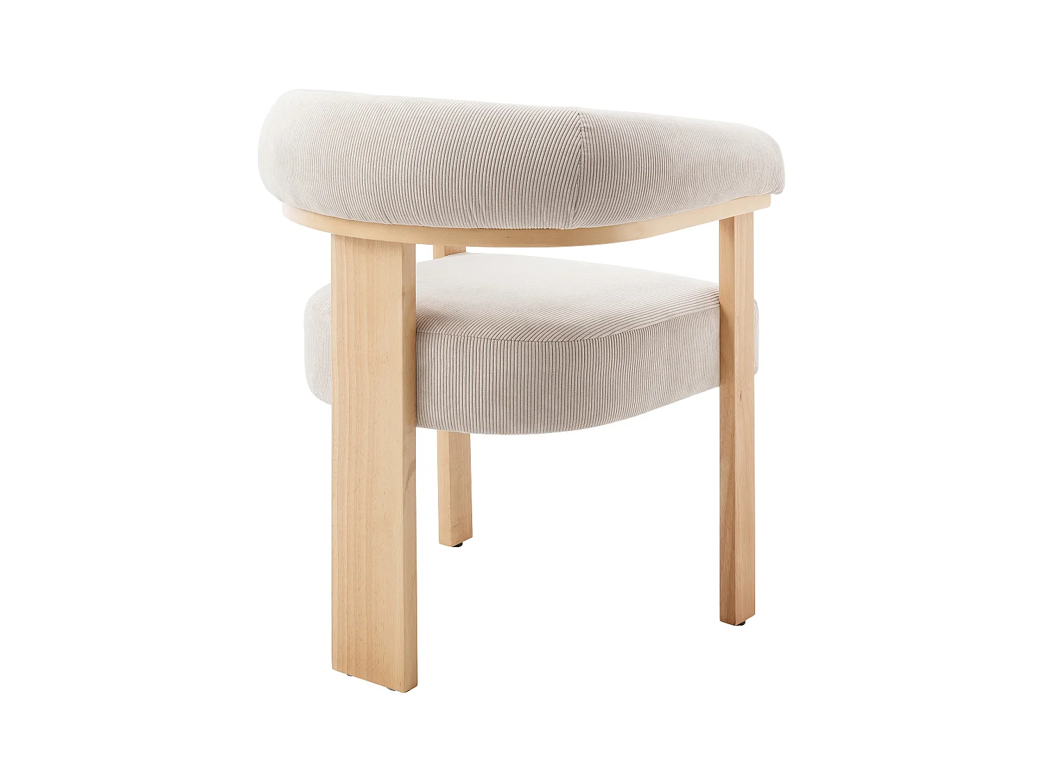 Lot de 6 chaises avec accoudoirs en velours côtelé et bois d'hévéa naturel - Beige - LIVELIA de Pascal Morabito
