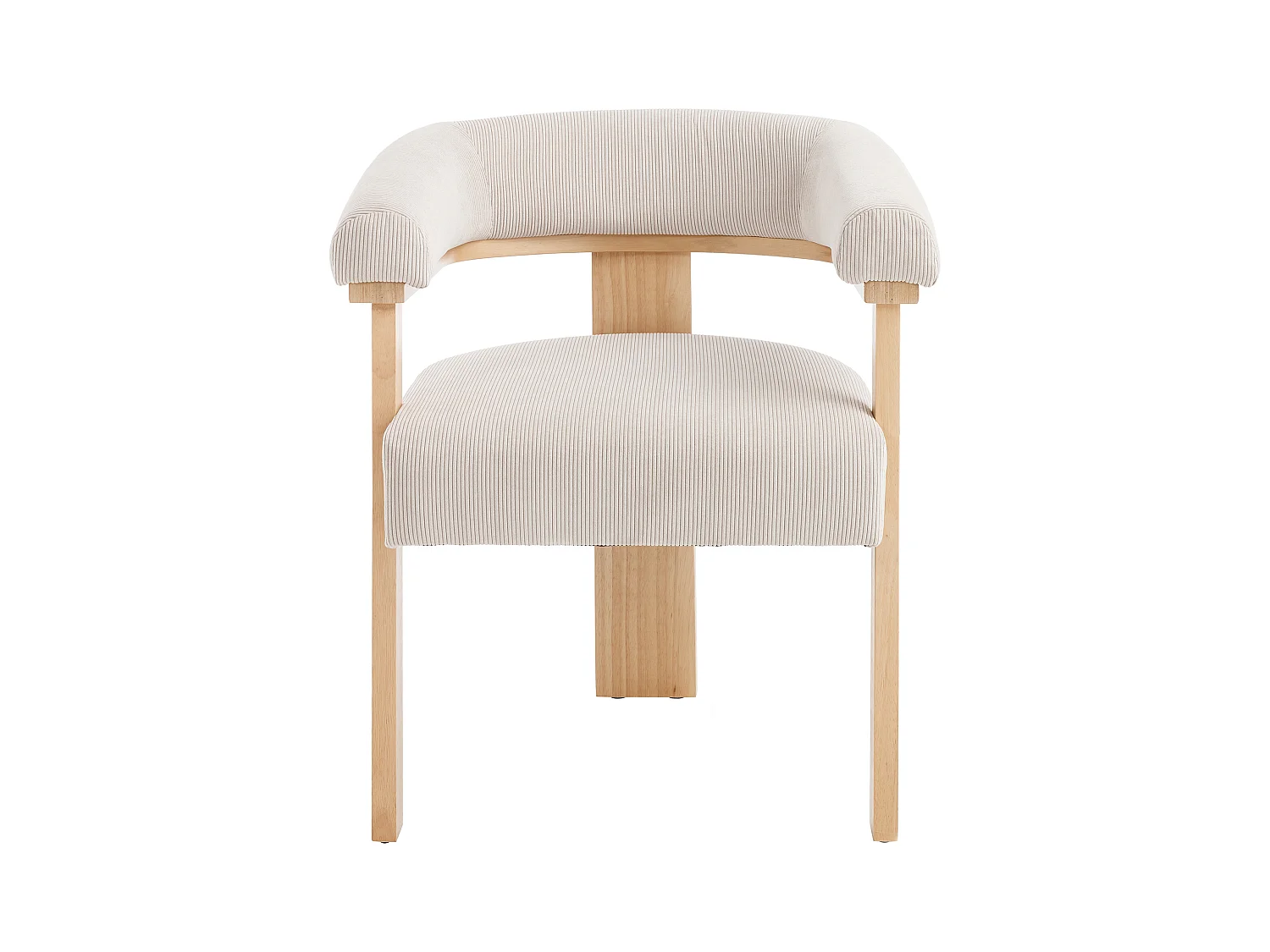 Lot de 6 chaises avec accoudoirs en velours côtelé et bois d'hévéa naturel - Beige - LIVELIA de Pascal Morabito