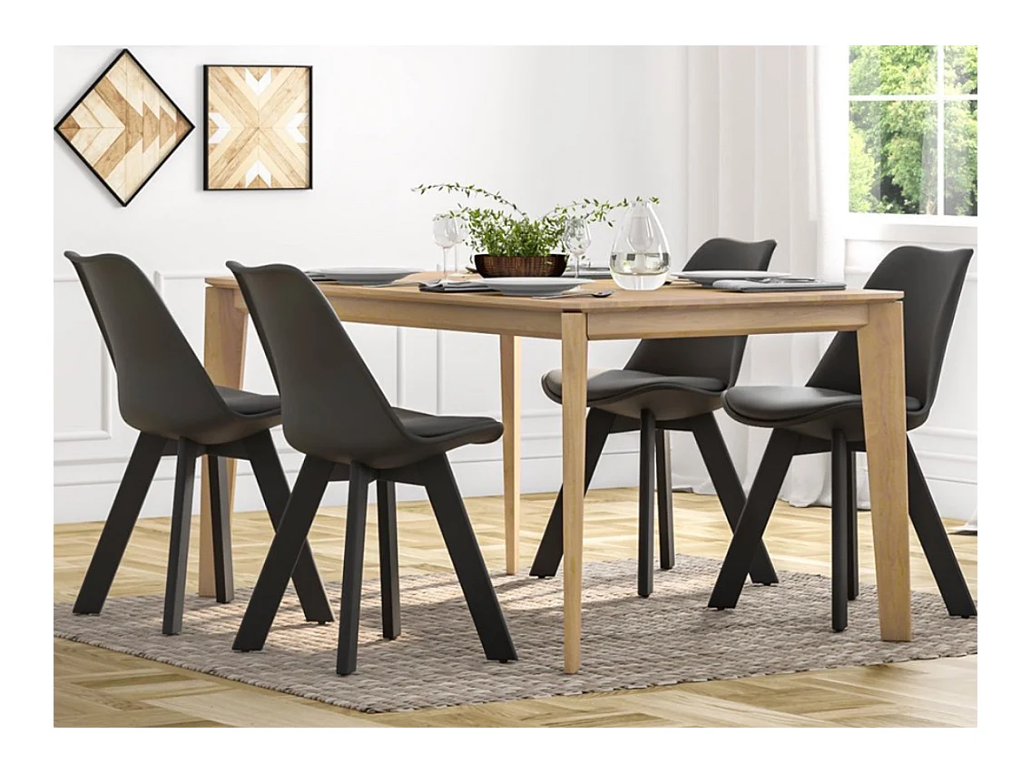 Chaise de salle à manger style Scandinave couleur unie Teva-Couleur Noir