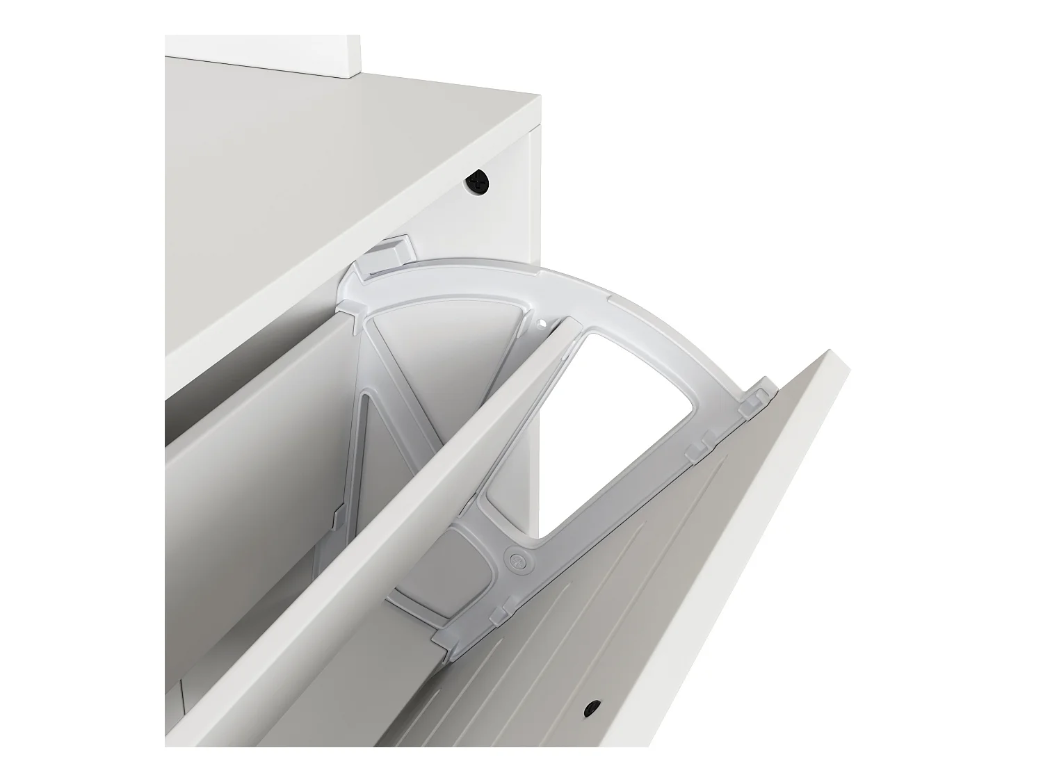 Biała szafka na buty z 3 drzwiami i 8 haczykami – Do przedpokoju i korytarza