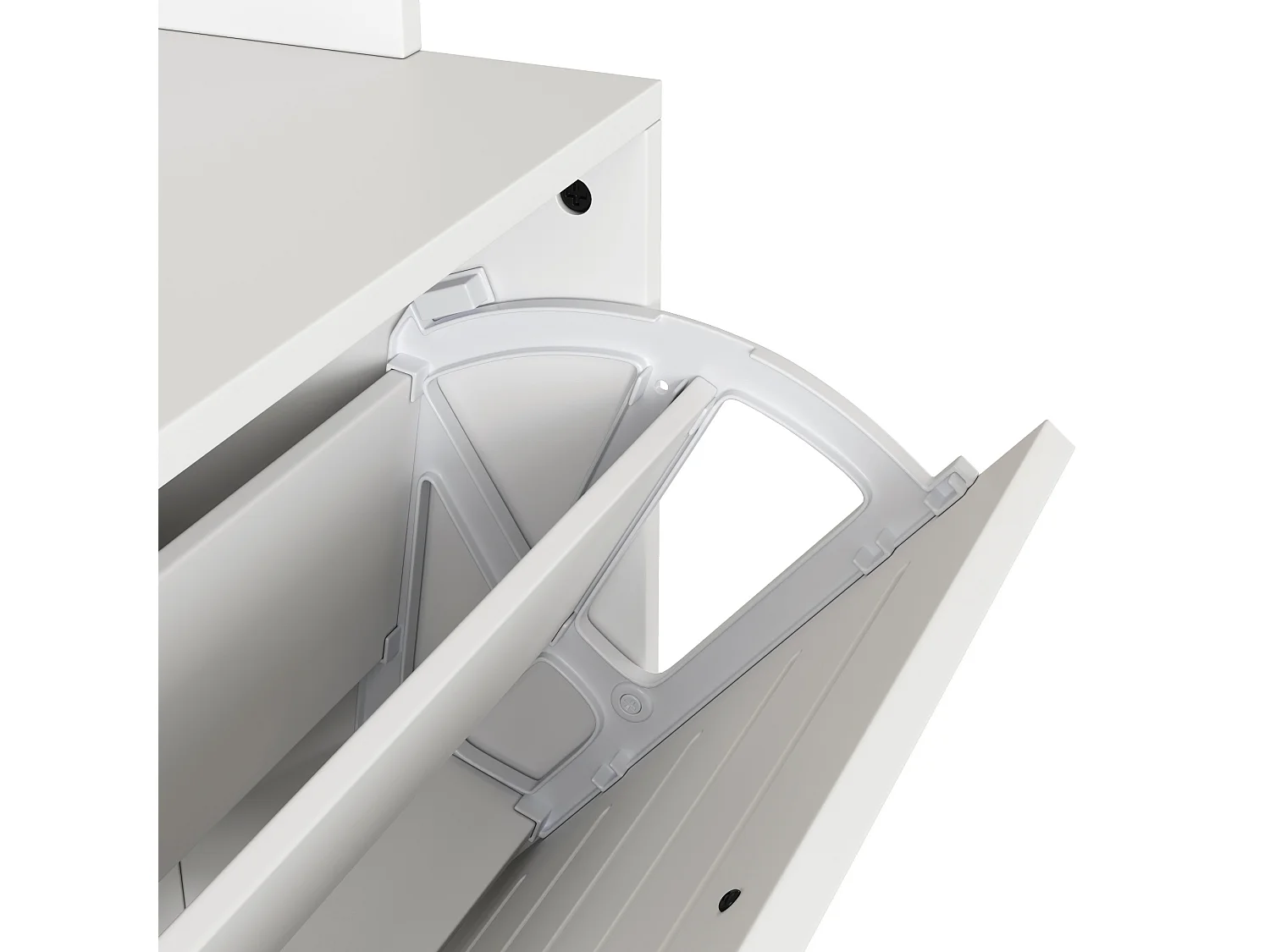 Witte schoenenkast met 3 deuren en 8 haken - Voor gangen en entrees