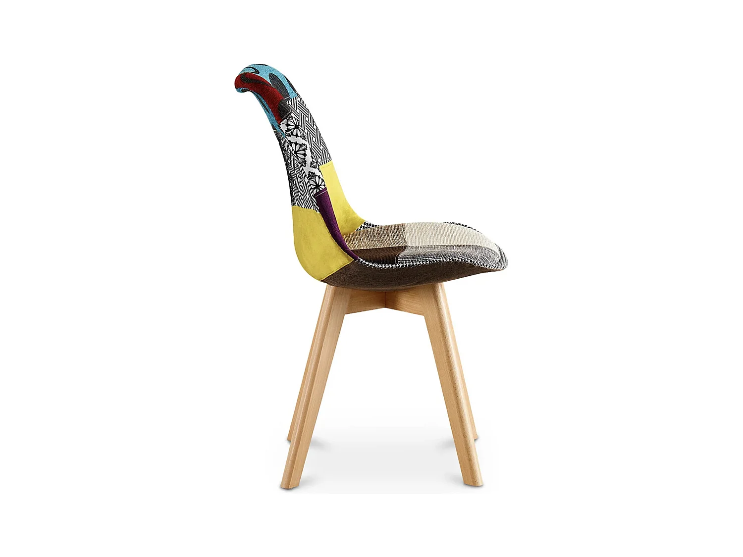 Chaise patchwork multicouleurs et pieds hêtre naturel Asko