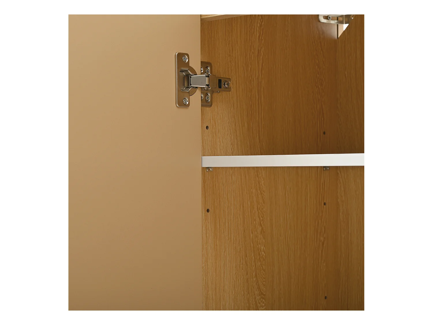 Meuble à chaussures mobile naturel avec roulettes, 2 portes et 2 tiroirs de rangement