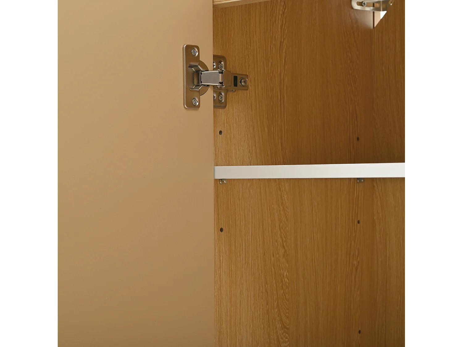 Meuble à chaussures mobile naturel avec roulettes, 2 portes et 2 tiroirs de rangement