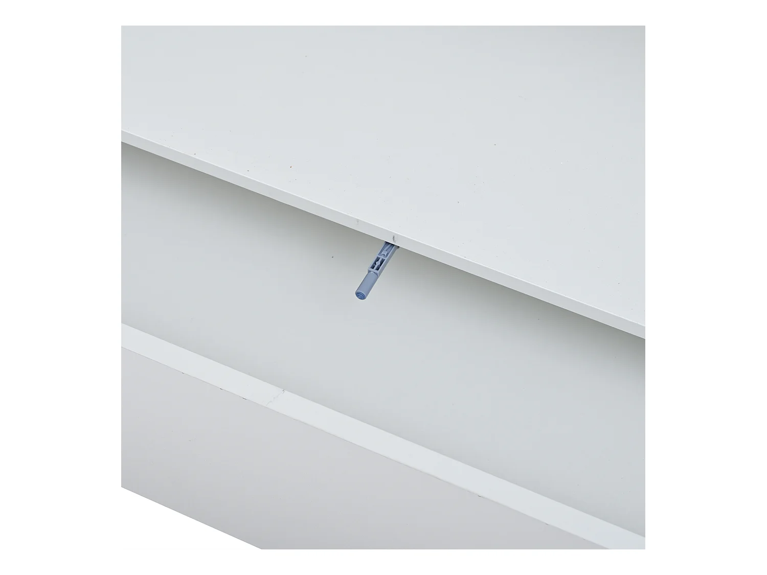 Vitrine LED avec 2 portes vitrées et 2 tiroirs de rangement, blanche - pour salon et bureau