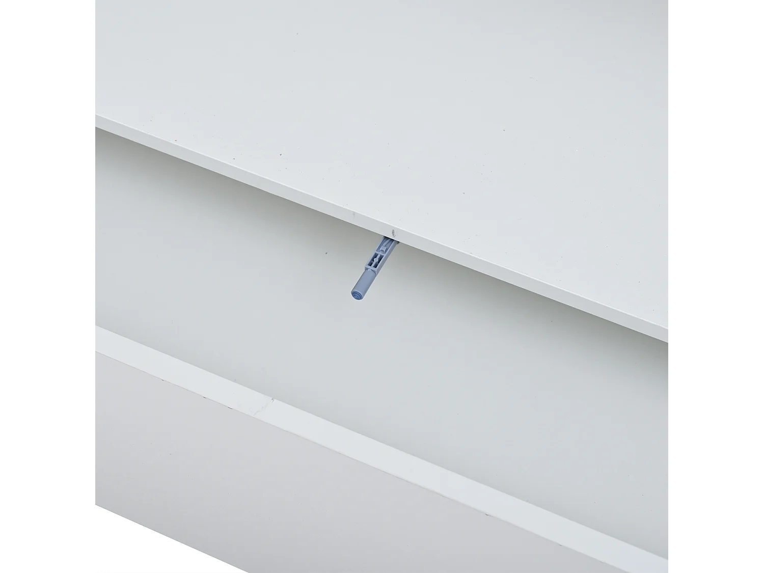 Vitrine LED avec 2 portes vitrées et 2 tiroirs de rangement, blanche - pour salon et bureau