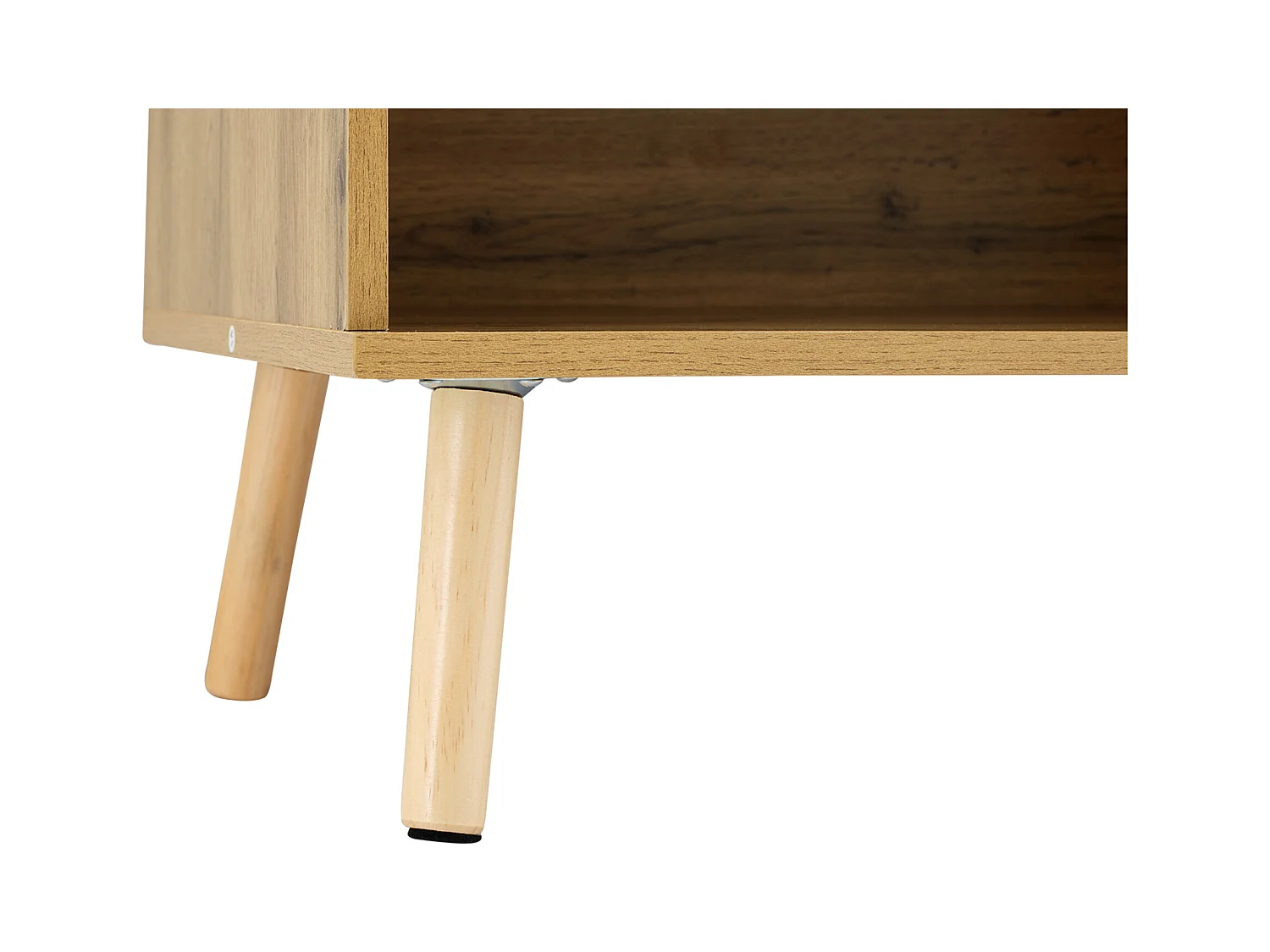 Porte-manteau avec miroir, 1 porte et 1 tiroir de rangement - naturel et blanc