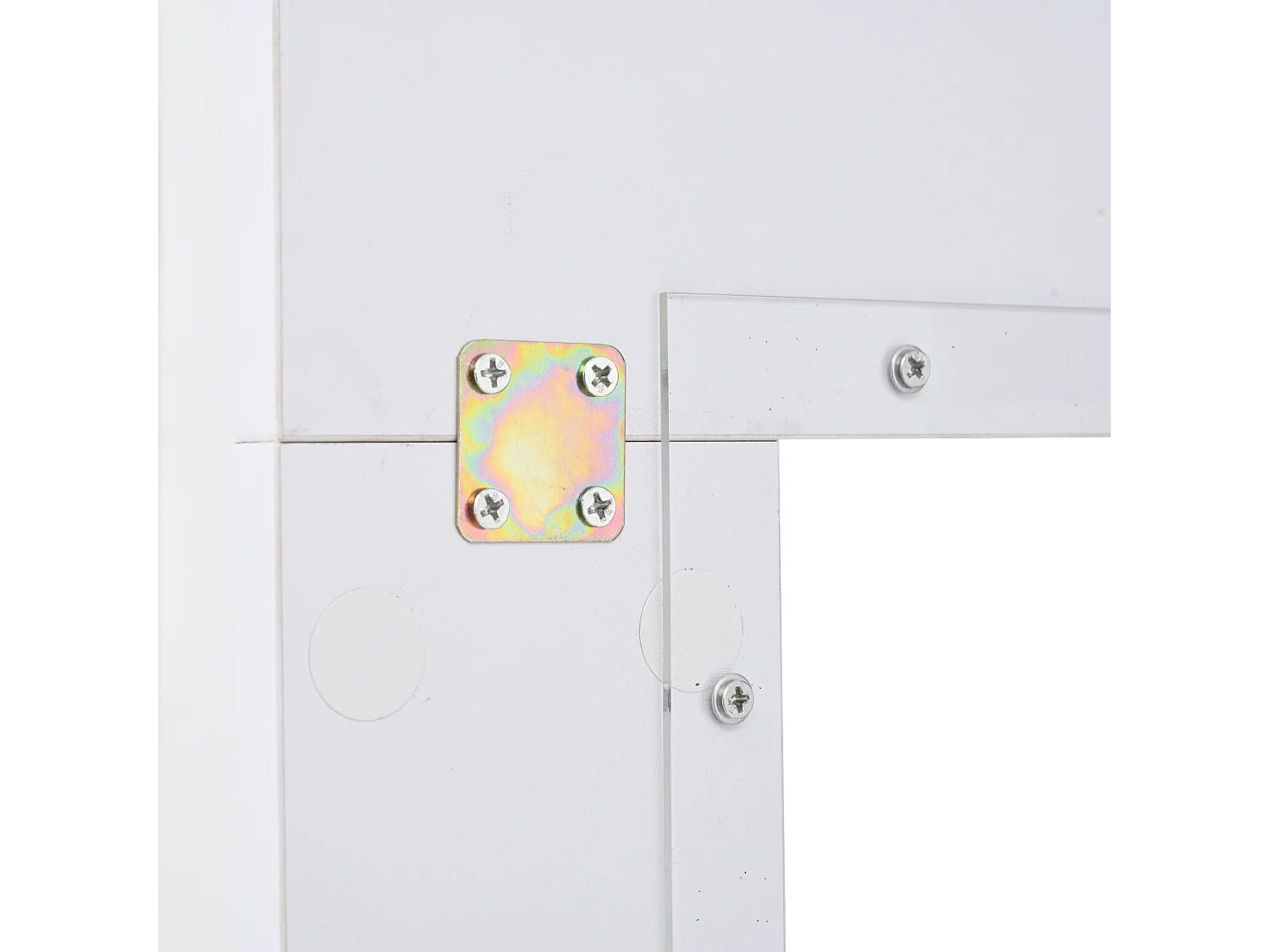 Vitrine blanche avec 1 porte en acrylique et étagères de rangement, éclairage LED