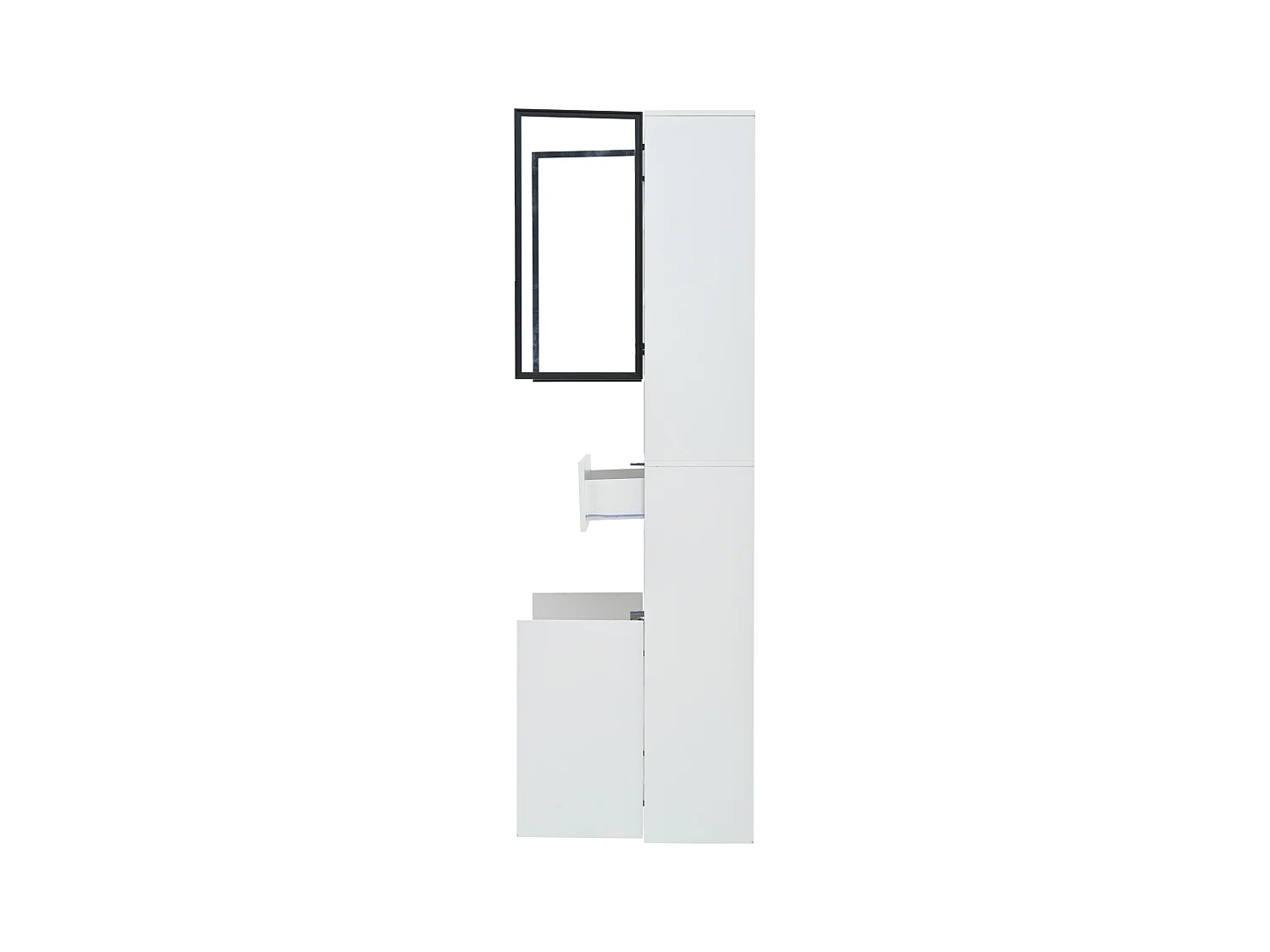 Vitrine LED avec 4 portes et 1 tiroir de rangement, blanche - pour  salon et bureau
