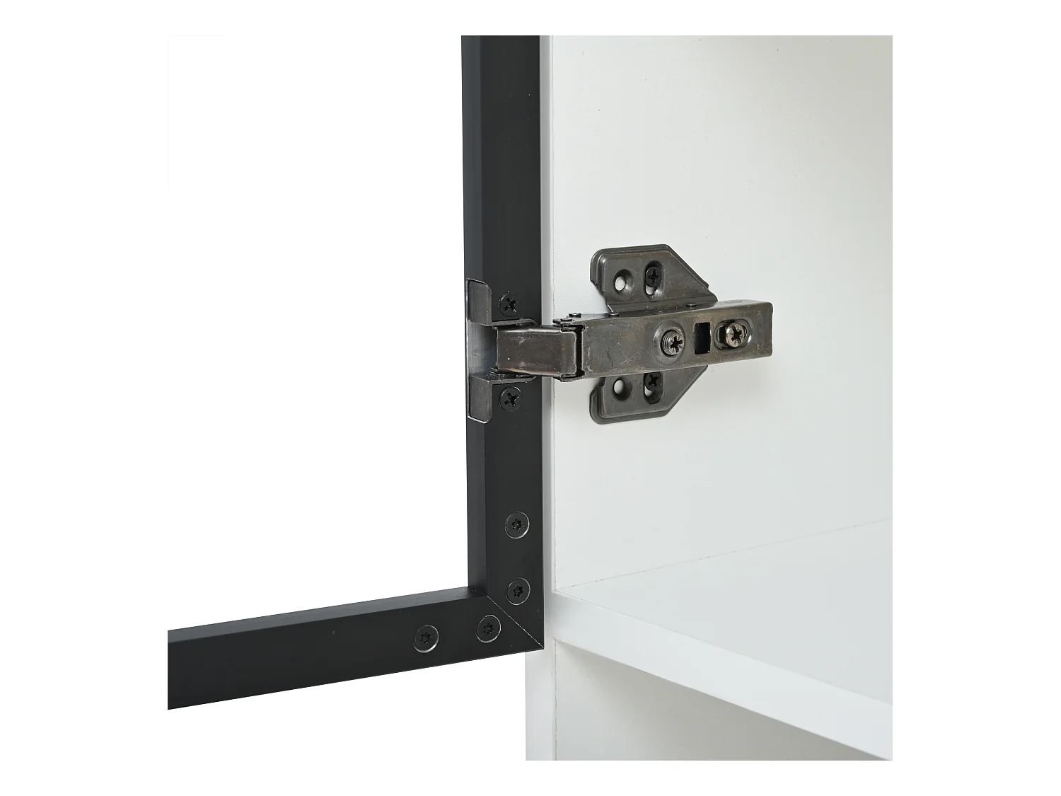 Vitrine LED avec 4 portes et 1 tiroir de rangement, blanche - pour  salon et bureau