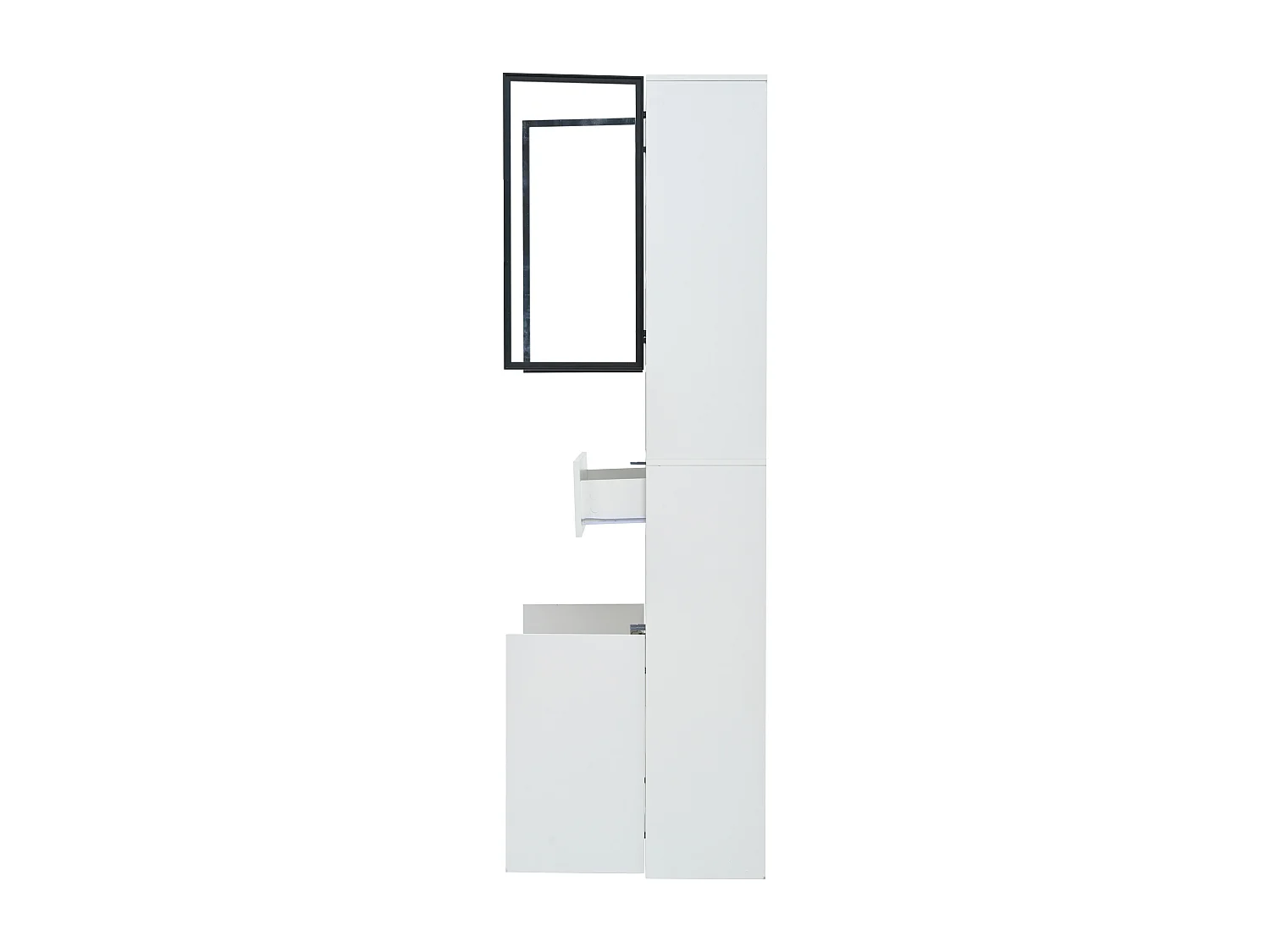 Witte LED-vitrinekast met 4 deuren en 1 opberglade - voor woonkamer en studeerkamer