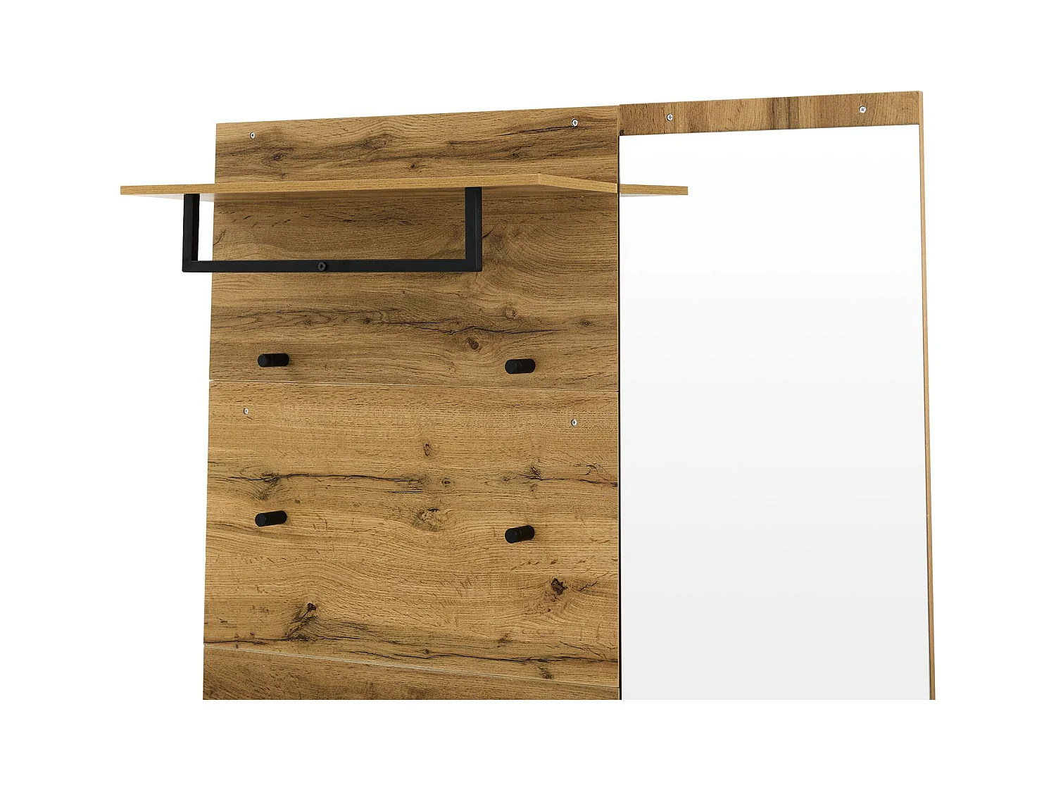 Porte-manteau en bois avec miroir et banc à chaussures, 1 tiroir de rangement - pour entrées