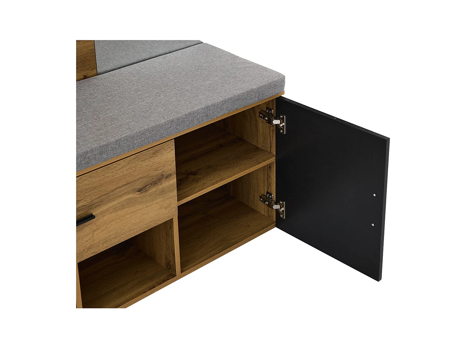 Porte-manteau en bois avec miroir et banc à chaussures, 1 tiroir de rangement - pour entrées