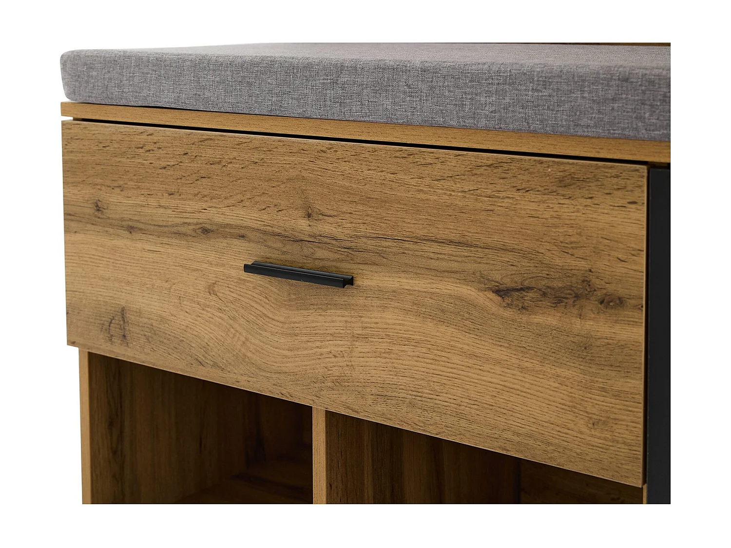 Garderobe aus Holz mit Spiegel und Schuhbank, 1 Schublade – für den Eingangsbereich