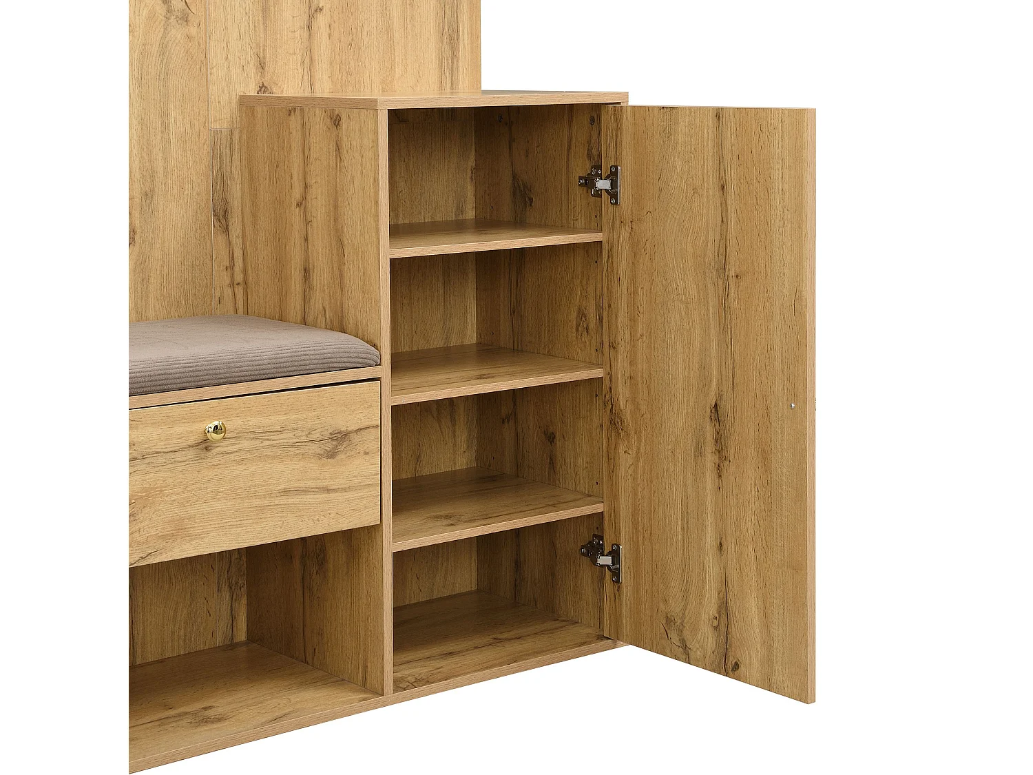 Garderobe aus Holz mit Schuhbank und Spiegel, Schirmständer – für Flur und Eingangsbereich