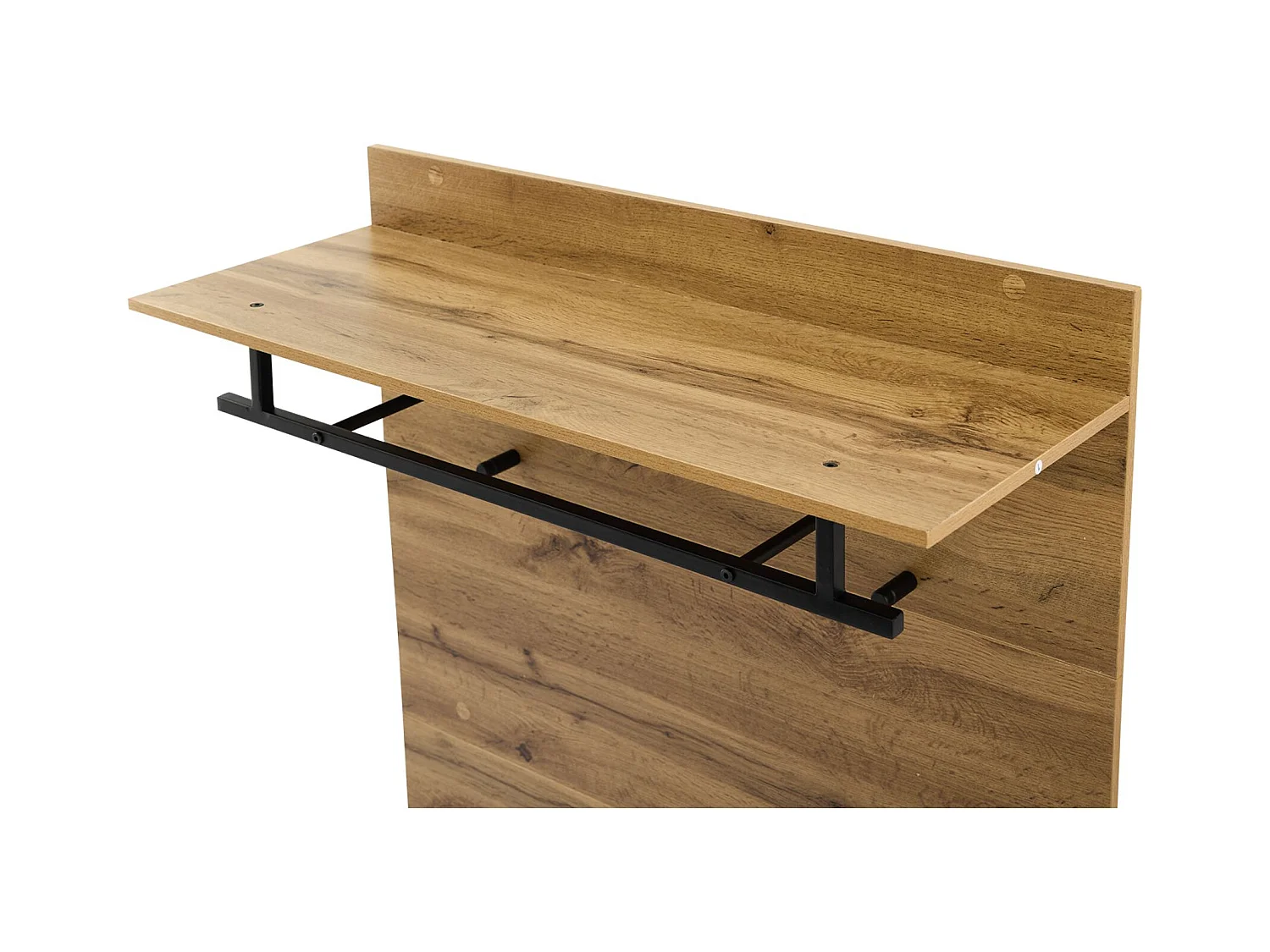 Portemanteau d'entrée avec banc à chaussures et tringle à vêtements, étagères réglables - naturel